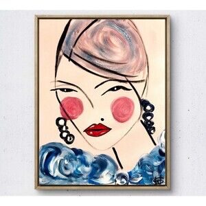 WS original runway lady hand painted 14X11 canvas acrylic abstract modern art